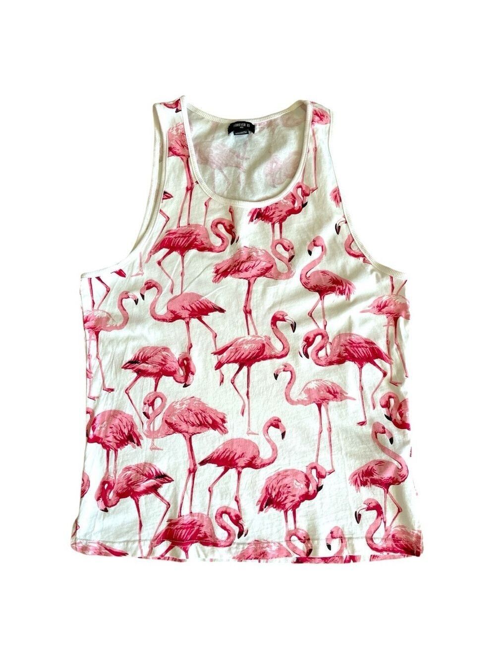 Forever 21 Mens Sleeveless Tank Top with Flamingo Print Size Small